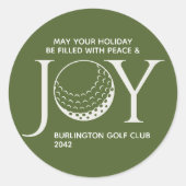 Golf Joy & Peace Christmas Runder Aufkleber (Vorderseite)