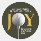 Golf Joy & Peace Christmas Runder Aufkleber (Vorderseite)