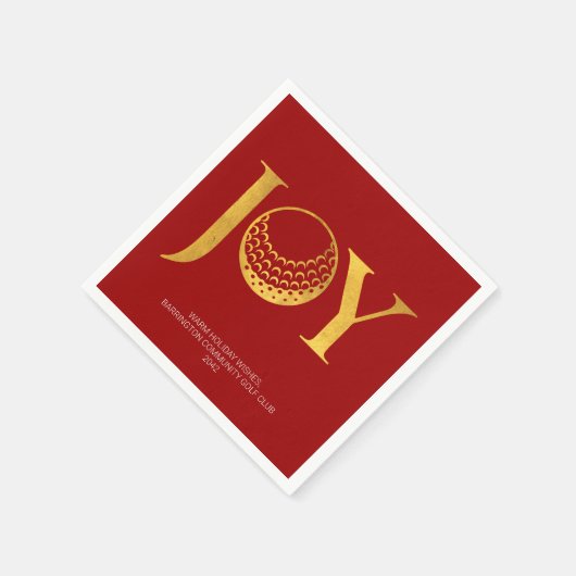 Golf Joy & Peace Red Christmas Serviette (Ecke)
