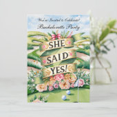 Golf Junggeselinnen-Abschied auf Golfplatz Einladung (Stehend Vorderseite)