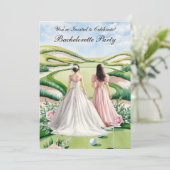 Golf Junggeselinnen-Abschied auf Golfplatz Einladung (Stehend Vorderseite)