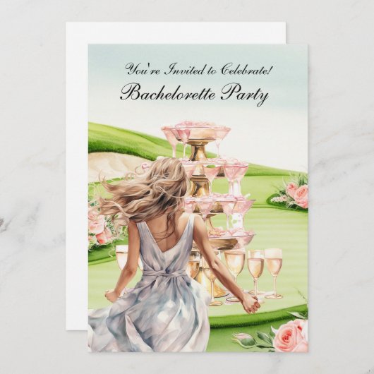 Golf Junggeselinnen-Abschied auf Golfplatz Einladung (Vorne/Hinten)