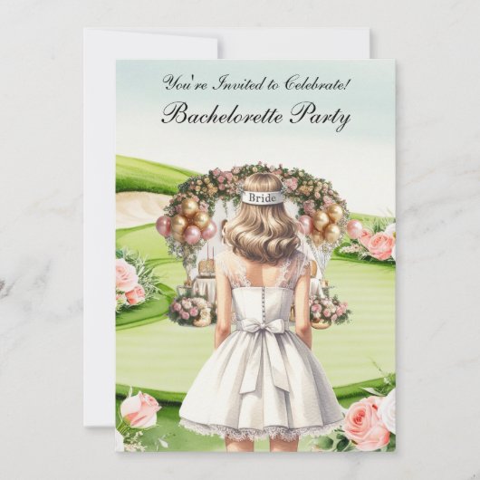 Golf Junggeselinnen-Abschied auf Golfplatz Einladung (Vorderseite)