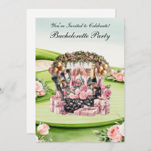 Golf Junggeselinnen-Abschied auf Golfplatz Einladung (Vorne/Hinten)