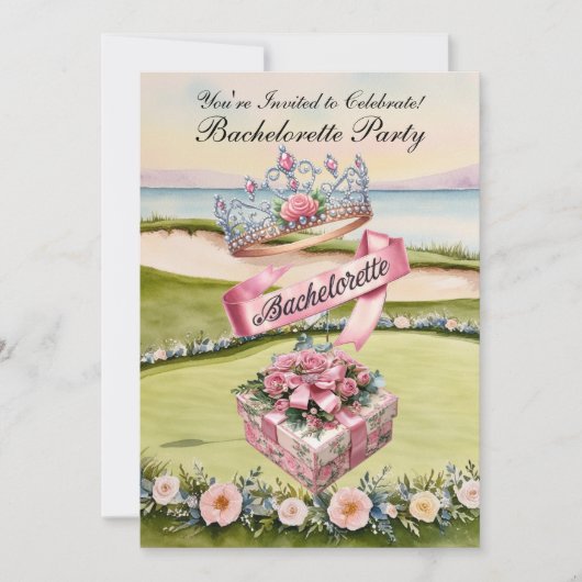Golf Junggeselinnen-Abschied auf Golfplatz Einladung (Vorderseite)