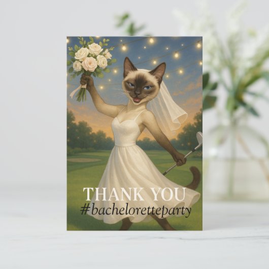 Golf Junggeselinnen-Abschied für Cat Lovers Vielen Dankeskarte (Stehend Vorderseite)