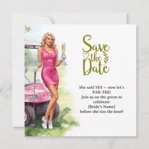 Golf Junggesellinnenabschied Frau Golferin spielt  Save The Date