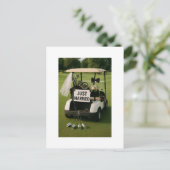 Golf Just Married mit Golfwagen Postkarte (Stehend Vorderseite)