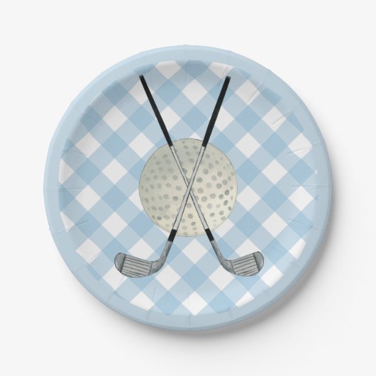 Golf Kariert Blue White Preppy Country Club Pappteller (Vorderseite)