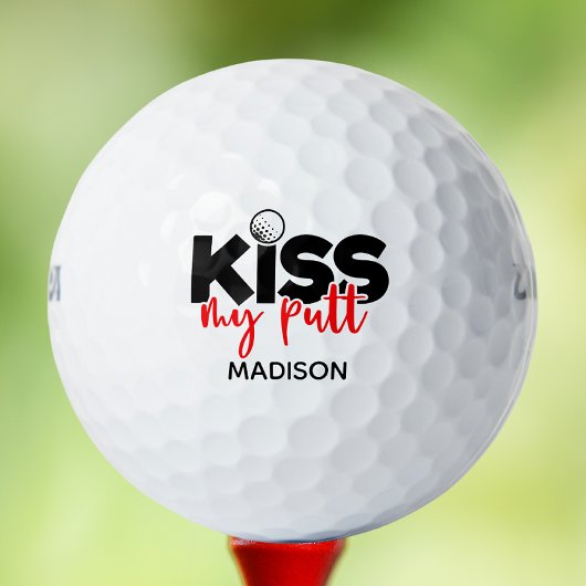 Golf Kiss My Putt Funny Modern Personalisierter Na Golfball