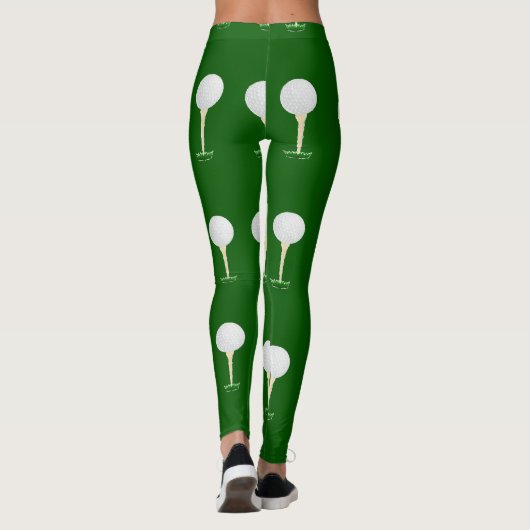 Golf-Kugeln Muster auf Grün Leggings (Rückseite)