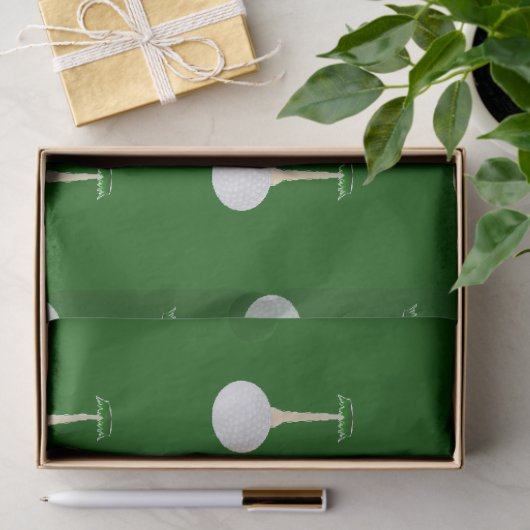 Golf-Kugeln Muster auf Grün Seidenpapier (Geschenk)