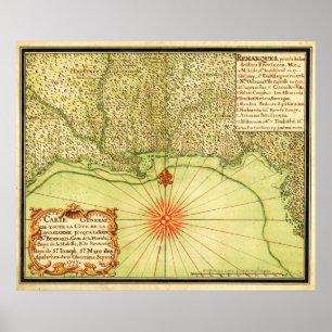 Golf-Küste der vereinigten StatesPanoramic Karte Poster