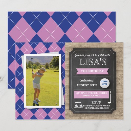 Golf-laden Golf spielendes Einladung (Vorne/Hinten)