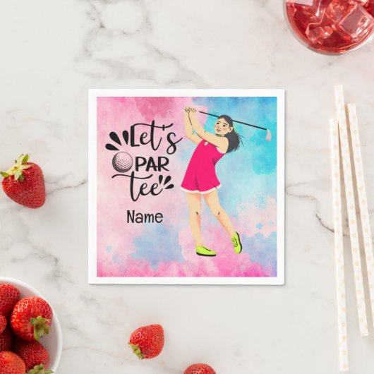 Golf Lady Golfer pink Thema Gelassen Par T-Shirt Serviette (Beispiel)