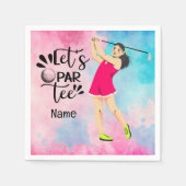 Golf Lady Golfer pink Thema Gelassen Par T-Shirt Serviette (Vorderseite)