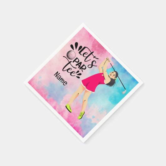 Golf Lady Golfer pink Thema Gelassen Par T-Shirt Serviette (Ecke)