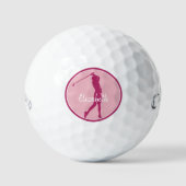 Golf Lady Golfer Player Chic Pink Sports Monogram Golfball (Vorderseite)