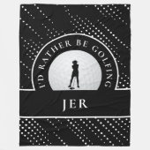 Golf Lady Golfer Silhouette Stilvoll Schwarz & Wei Fleecedecke (Vorderseite)