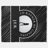 Golf Lady Golfer Silhouette Stilvoll Schwarz & Wei Fleecedecke (Vorderseite (Horizontal))