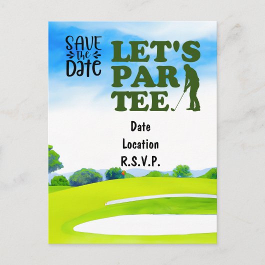 Golf Lass Par T-Shirt Party Save the Date Postkart Postkarte (Vorderseite)
