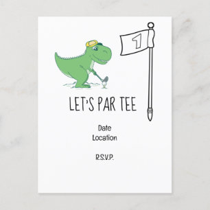 Golf Lass Par tee 1. Geburtstag Dinosaurier Golfen Postkarte
