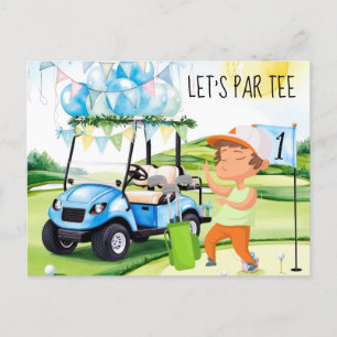 Golf Lass Par tee Golfer auf grüner Flagge Postkarte