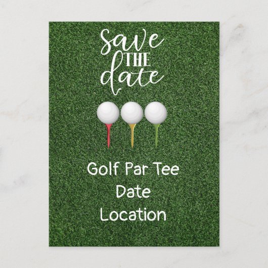 Golf Lass Par Tee mit Golfball auf Tee Einladungspostkarte (Vorderseite)