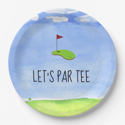 Golf Lass Par Tee mit Golfflagge auf Green Party Pappteller (Vorderseite)