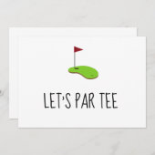 Golf Lass Par Tee mit Golfflagge auf grün Einladung (Vorne/Hinten)