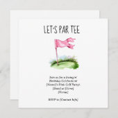 Golf Lass Par Tee mit Golfflagge auf grün Einladung (Vorne/Hinten)