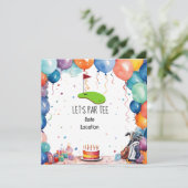 Golf Lass Par Tee mit Golfflagge auf grün Einladung (Stehend Vorderseite)