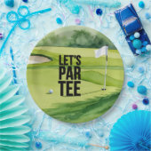 Golf Lass Par Tee mit Golfflagge auf grün Pappteller (Party)