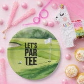 Golf Lass Par Tee mit Golfflagge auf grün Pappteller (Party)
