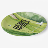 Golf Lass Par Tee mit Golfflagge auf grün Pappteller (Schrägansicht)