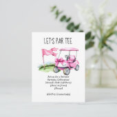 Golf Lass Par Tee mit Golfflagge auf grün Postkarte (Stehend Vorderseite)