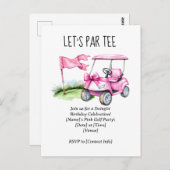 Golf Lass Par Tee mit Golfflagge auf grün Postkarte (Vorne/Hinten)