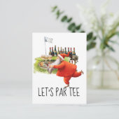 Golf Lass Par Tee mit Golfflagge auf grün Postkarte (Stehend Vorderseite)