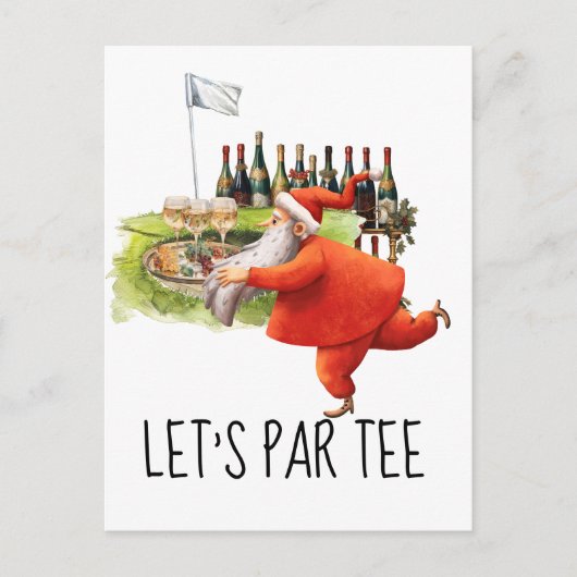 Golf Lass Par Tee mit Golfflagge auf grün Postkarte (Vorderseite)