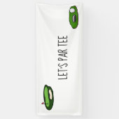 Golf Lass Par Tee mit Golfflagge auf grün weiß Banner (Vertikal)