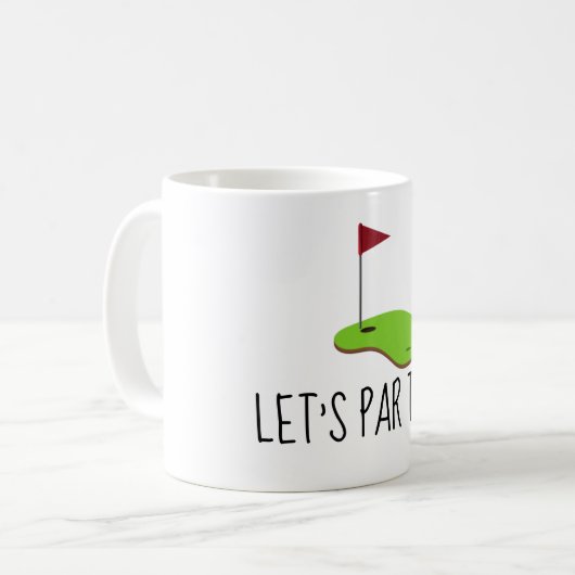 Golf Lass Par Tee mit Golfflagge auf grün weiß Kaffeetasse (Vorderseite Links)
