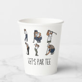 Golf Lass Par Tee mit Golfflagge auf grün weiß Pappbecher (Vorderseite)