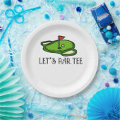 Golf Lass Par Tee mit Golfflagge auf grün weiß Pappteller (Party)