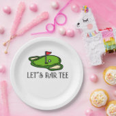 Golf Lass Par Tee mit Golfflagge auf grün weiß Pappteller (Party)