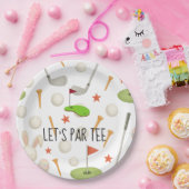 Golf Lass Par Tee mit Golfflagge auf grün weiß Pappteller (Party)