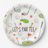 Golf Lass Par Tee mit Golfflagge auf grün weiß Pappteller (Vorderseite)