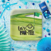 Golf Lass Par Tee mit Golfflagge auf grün weiß Pappteller (Party)