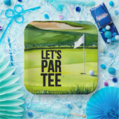 Golf Lass Par Tee mit Golfflagge auf grün weiß Pappteller (Party)