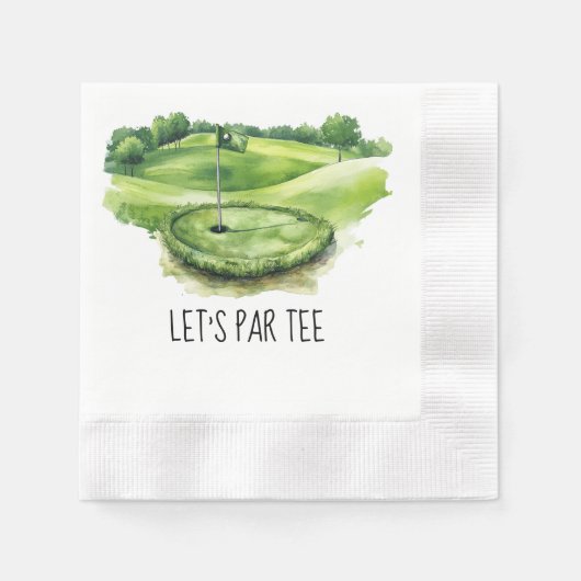 Golf Lass Par Tee mit Golfflagge auf grün weiß Serviette (Vorderseite)