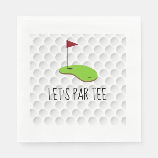 Golf Lass Par Tee mit Golfflagge auf grün weiß Serviette (Vorderseite)